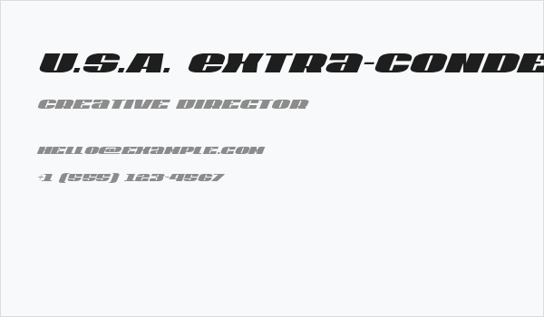 U.S.A. Extra-Condensed Italic Business Card