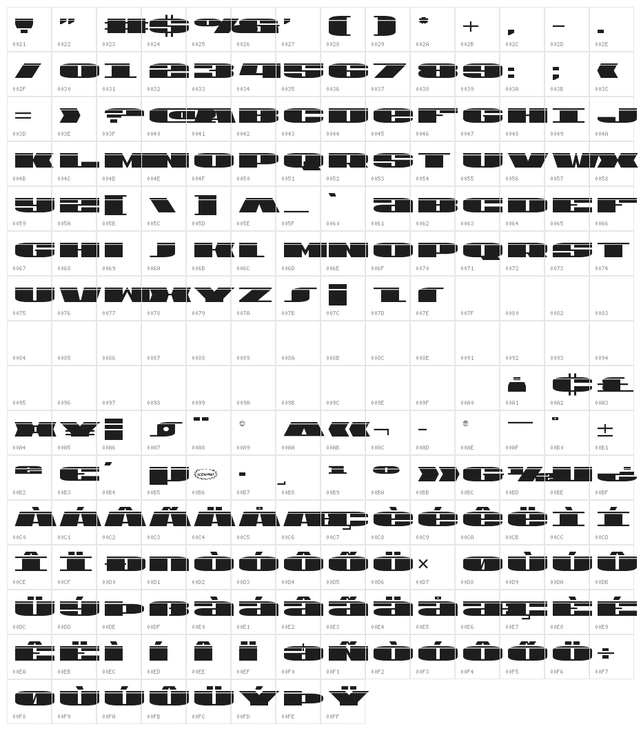 U.S.A. Laser Character Map