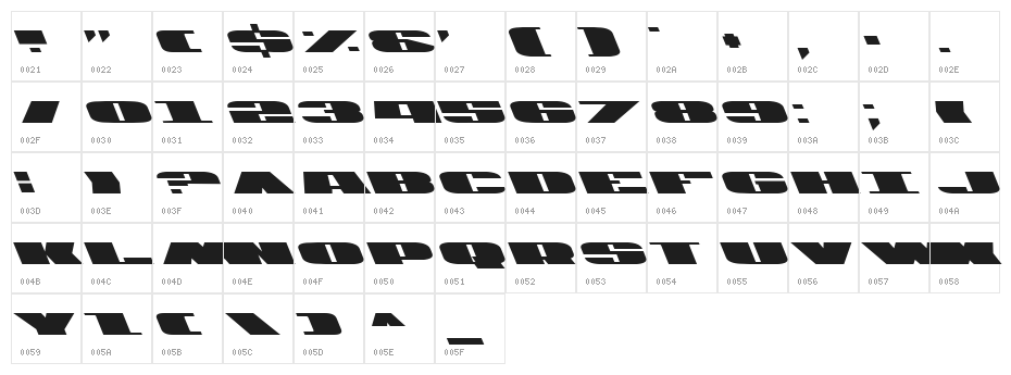 U.S.A. Left Character Map