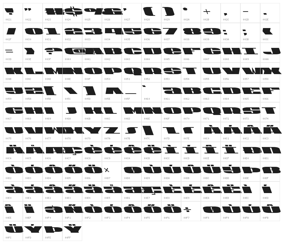 U.S.A. Leftalic Character Map