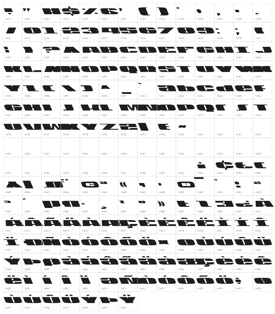 U.S.A. Leftalic Character Map
