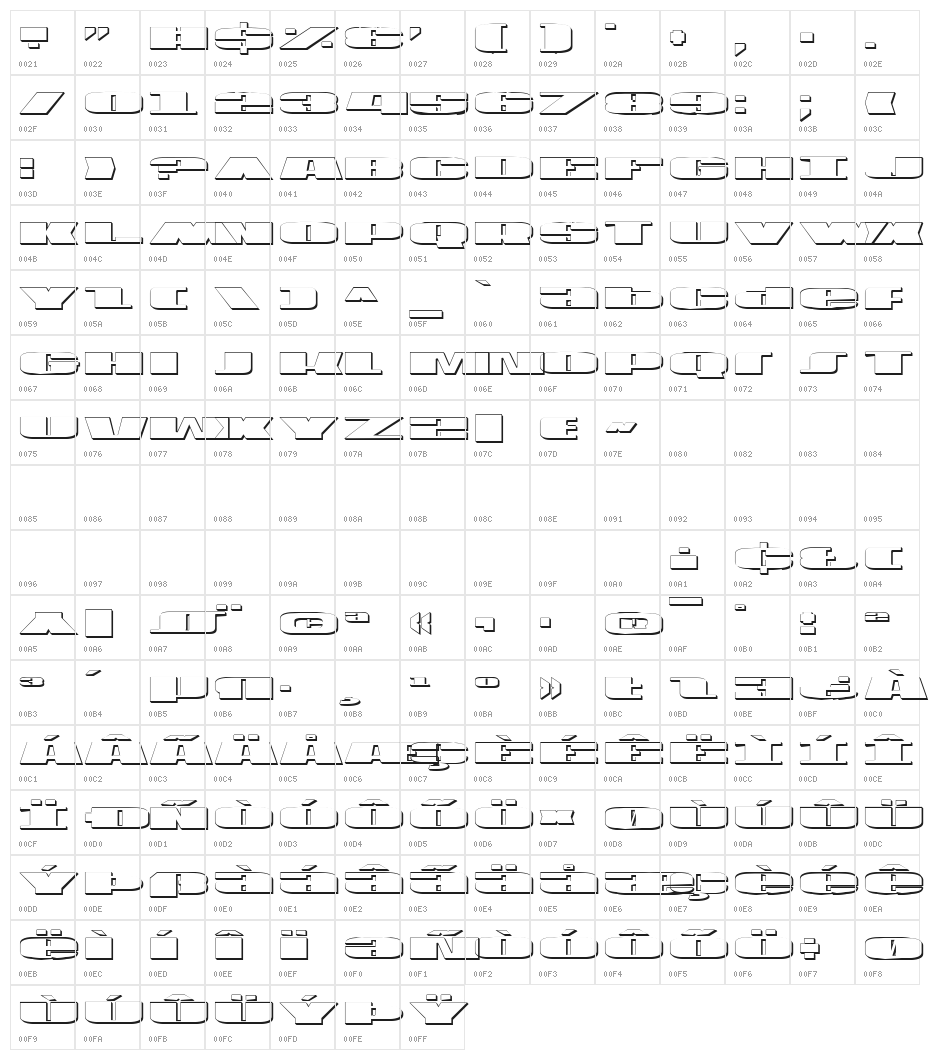 U.S.A. Shadow Character Map
