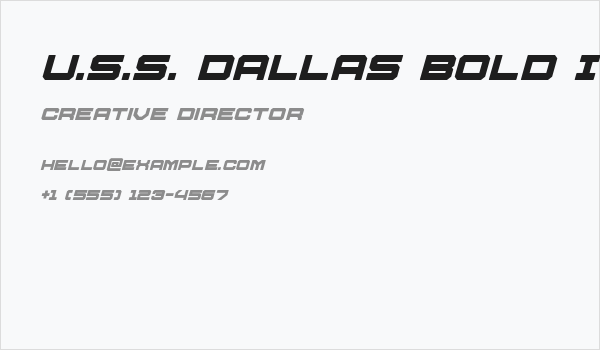 U.S.S. Dallas Bold Italic Business Card