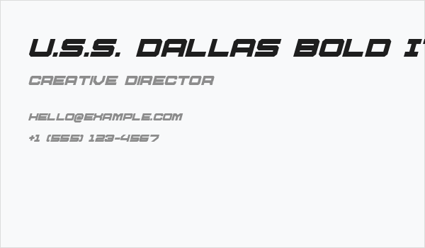 U.S.S. Dallas Bold Italic Business Card
