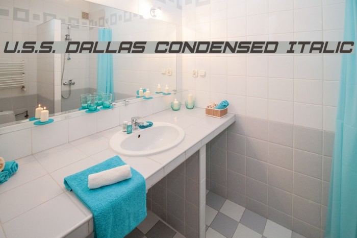 U.S.S. Dallas Condensed Italic Font examples