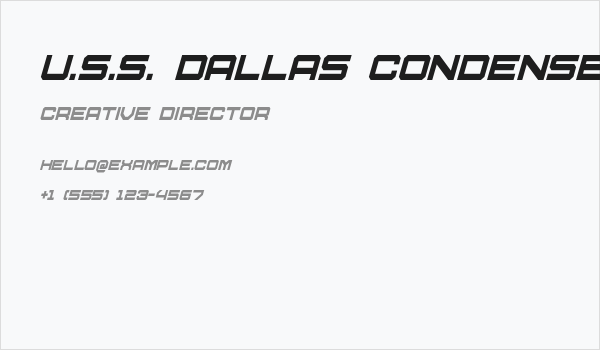 U.S.S. Dallas Condensed Italic Business Card