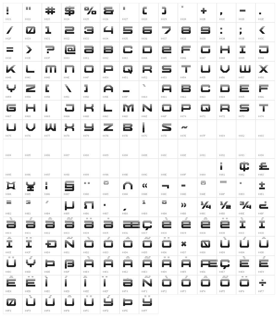 U.S.S. Dallas Halftone Character Map