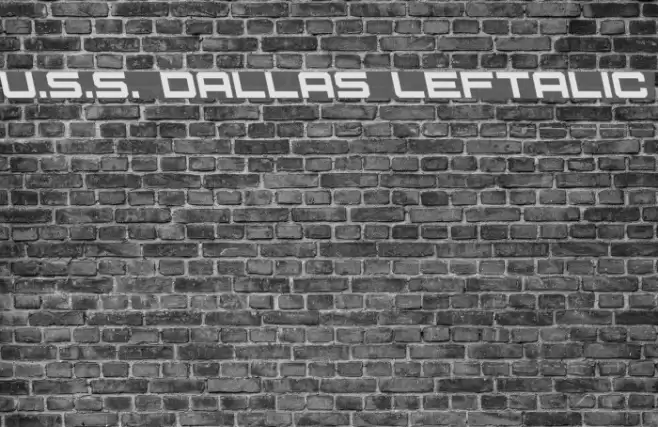U.S.S. Dallas Leftalic Font examples