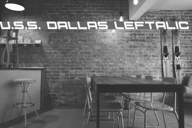 U.S.S. Dallas Leftalic Font examples