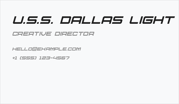 U.S.S. Dallas Light Italic Business Card