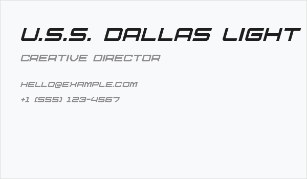 U.S.S. Dallas Light Italic Business Card