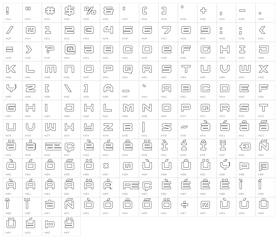 U.S.S. Dallas Outline Character Map