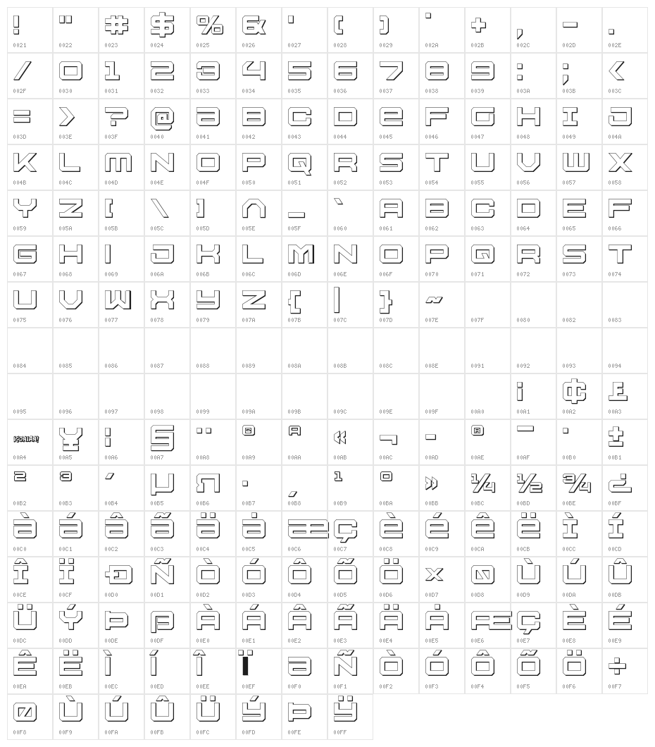 U.S.S. Dallas Outline Character Map