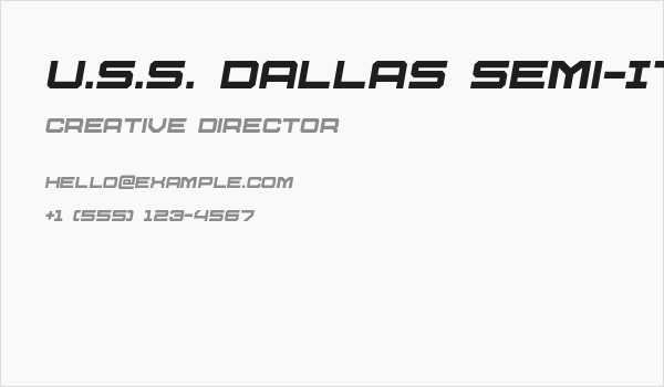 U.S.S. Dallas Semi-Italic Business Card