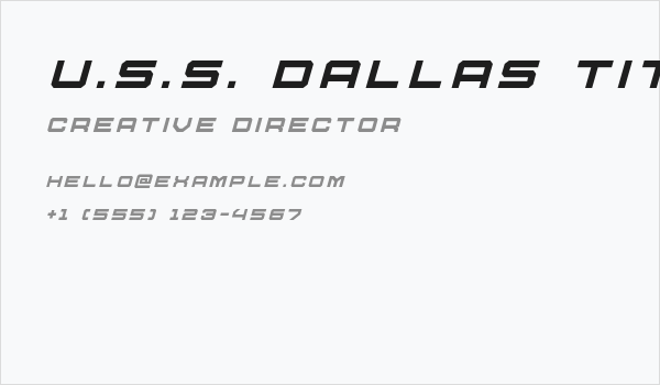 U.S.S. Dallas Title Italic Business Card