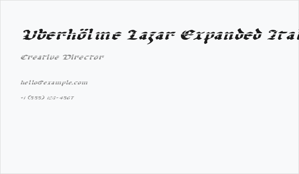 Uberhölme Lazar Expanded Italic Business Card