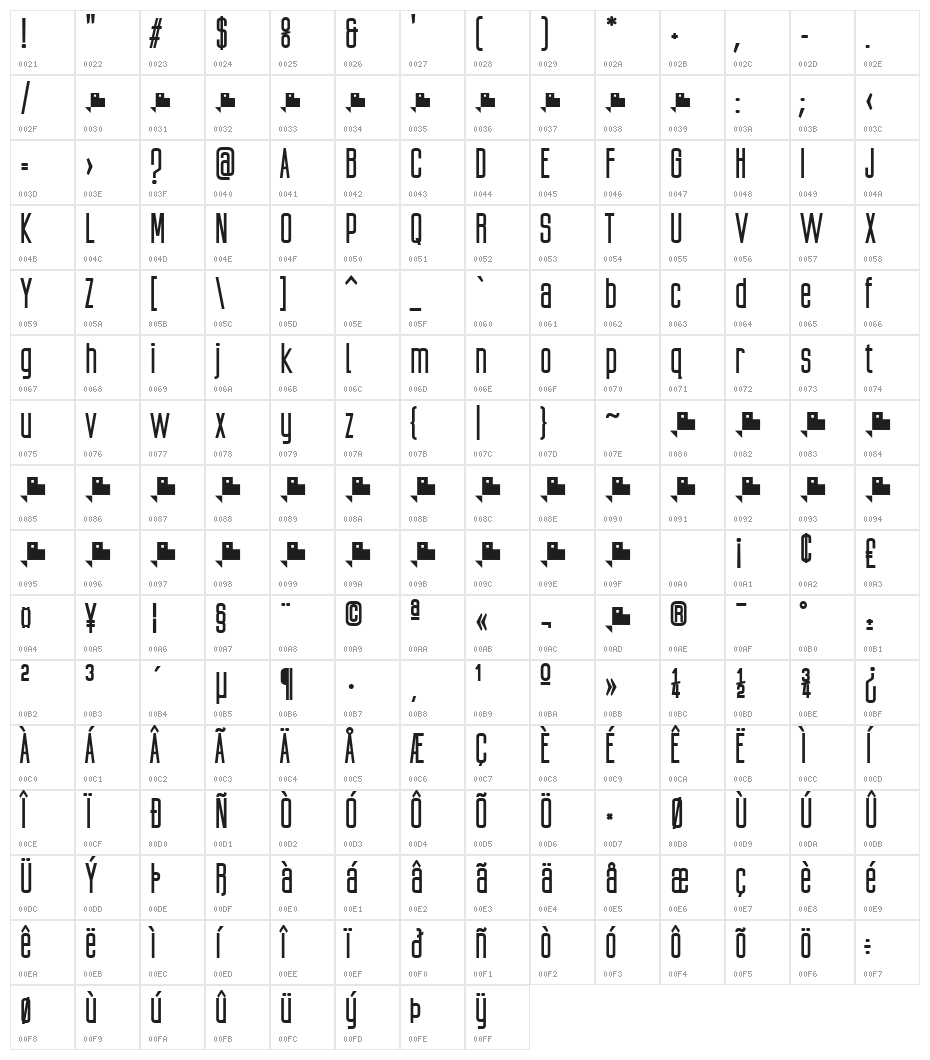 Ubicada Pro Bold Character Map