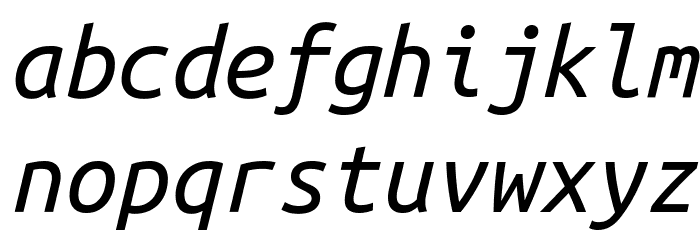 Ubuntu Monospaced Italic Font LOWERCASE