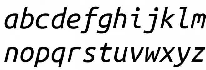 Ubuntu Monospaced Italic Font LOWERCASE