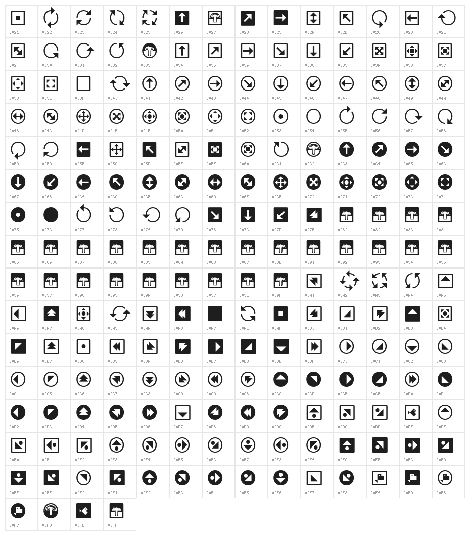 Uchrony Arrows Regular Character Map