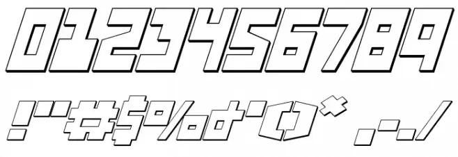 UFO Hunter 3D Italic Font OTHER CHARS