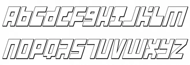 UFO Hunter 3D Italic फ़ॉन्ट अपरकेस