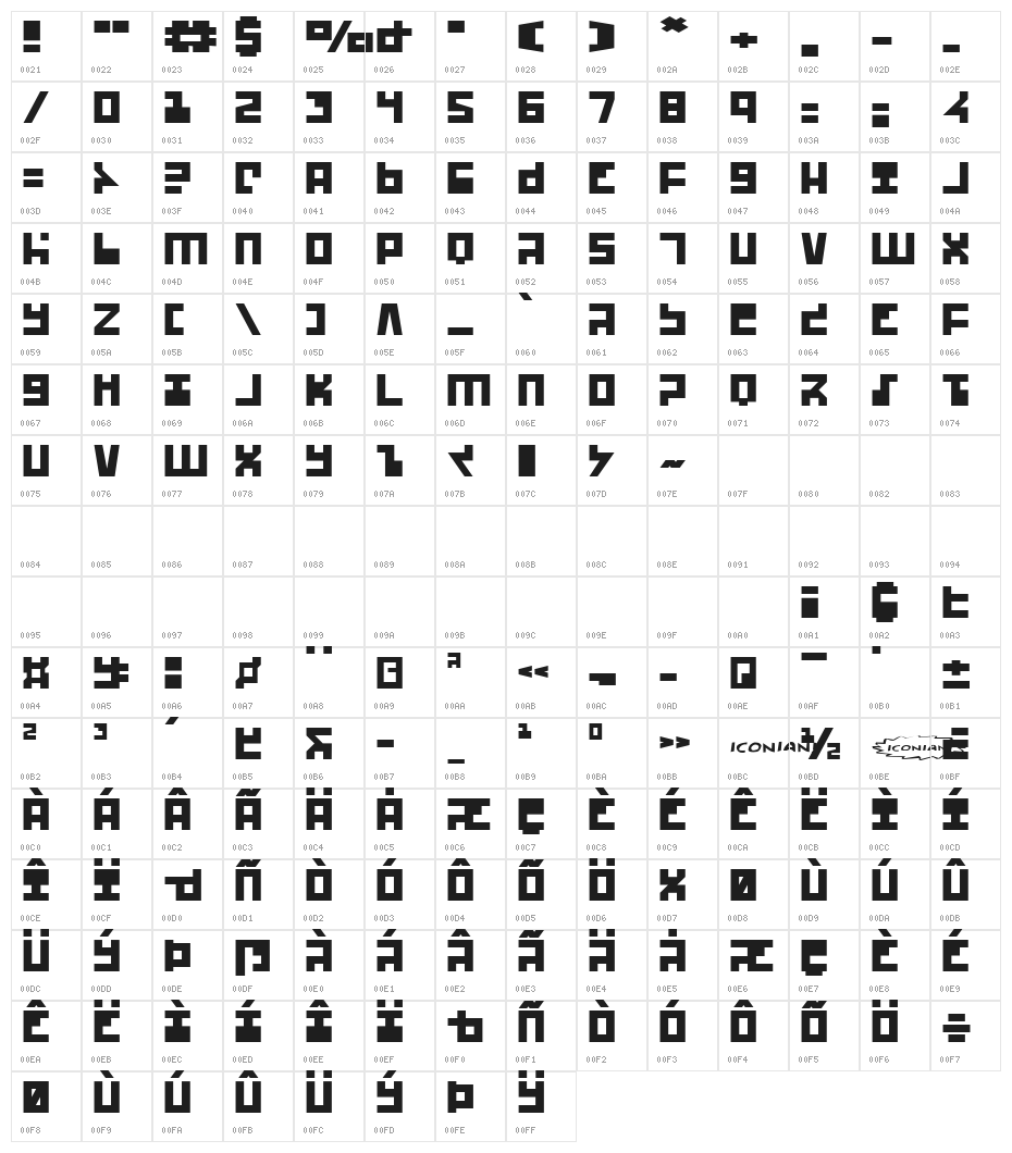 UFO Hunter Expanded Character Map