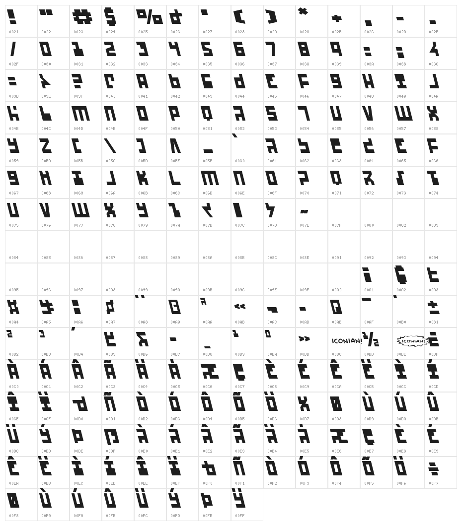 UFO Hunter Leftalic Character Map