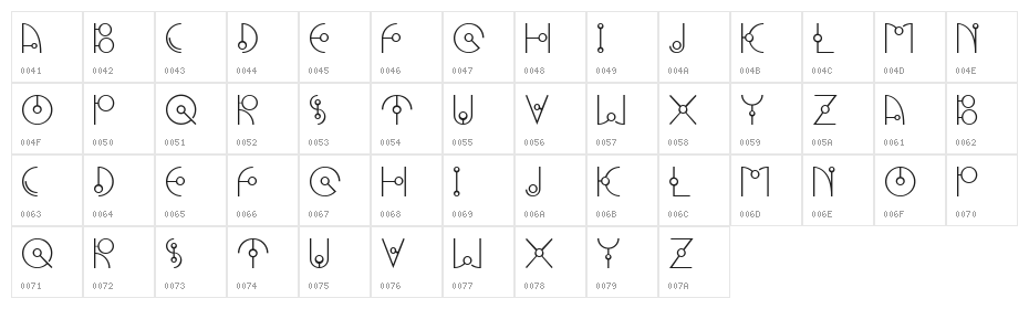 UFONEST Character Map