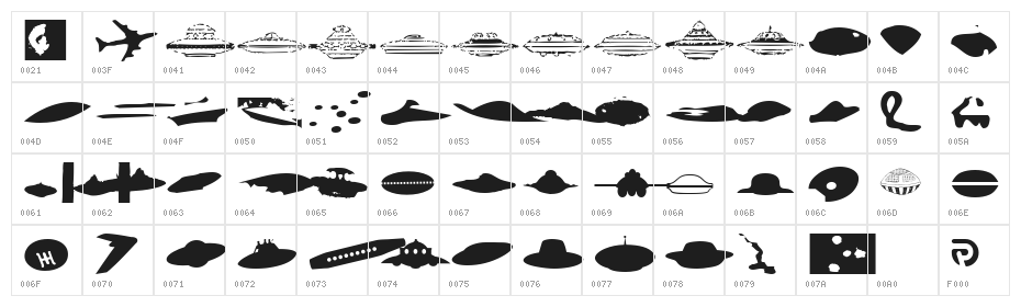 UFOnt51Silhouette Character Map
