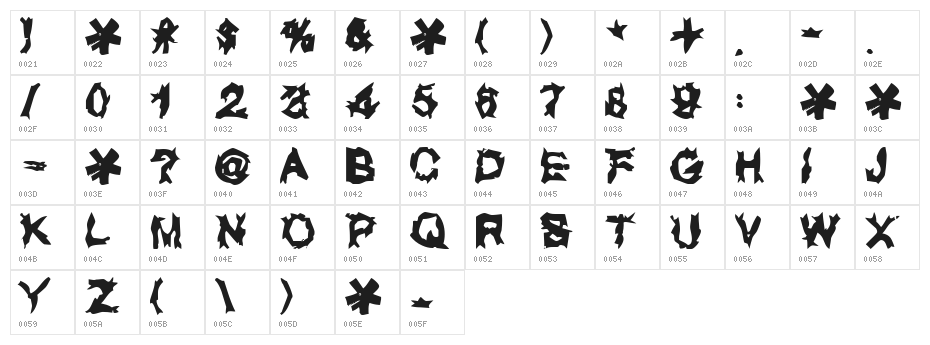 UGLY LOVER Character Map