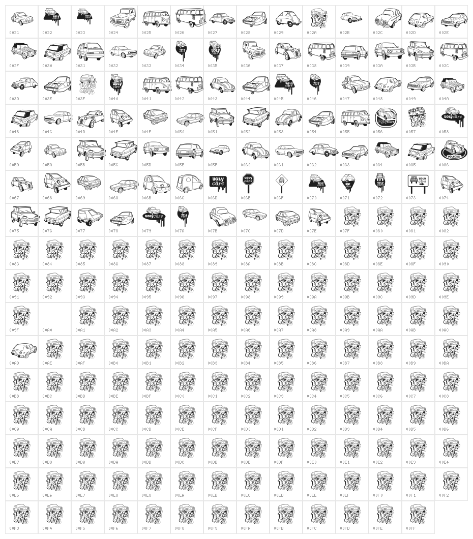 Ugly Cars Character Map