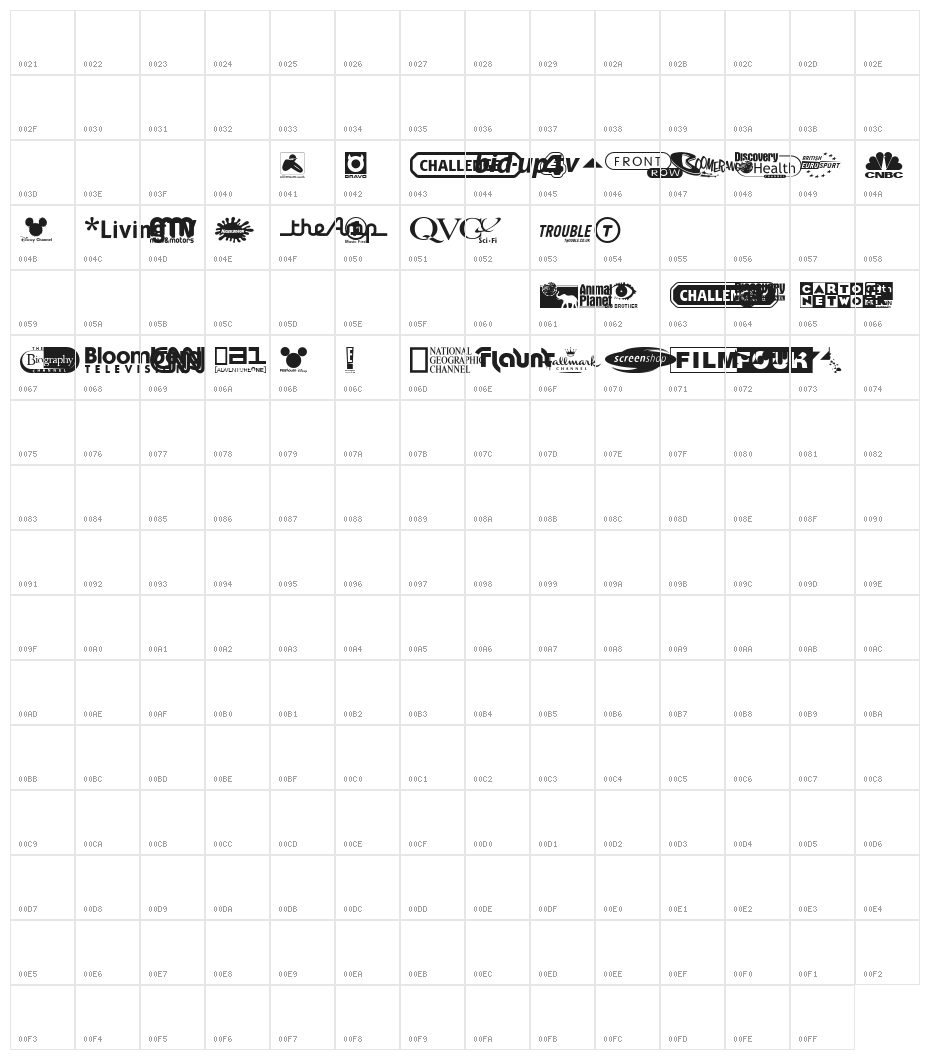 UK Digital TV Channel Logos Character Map