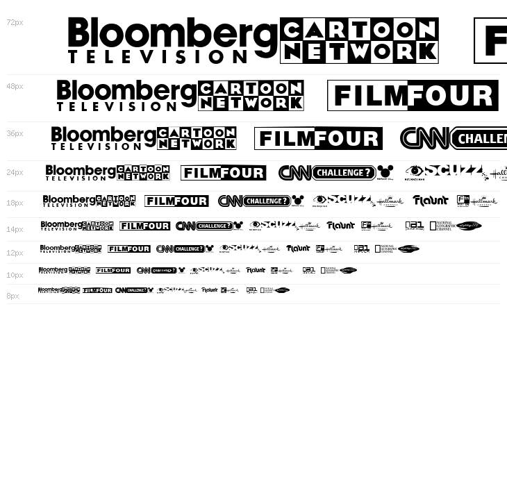 UK Digital TV Channel Logos Waterfall