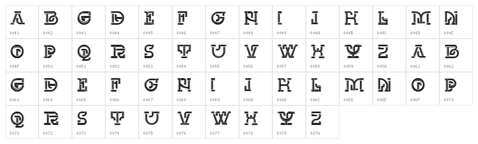 UKAMENO Book Regular Character Map