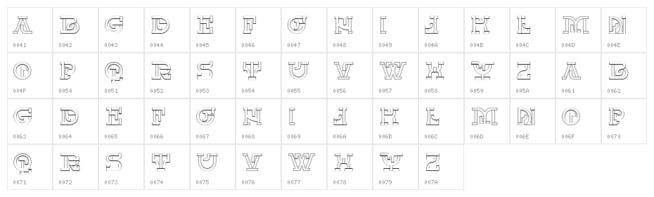 UKAMENO Hollow Regular Character Map