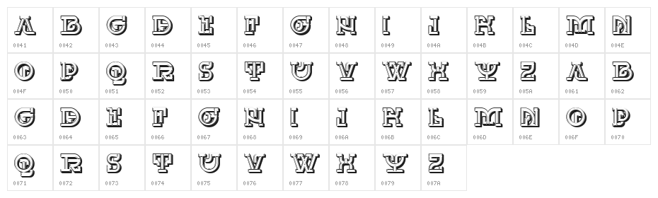 UKAMENO Regular Character Map