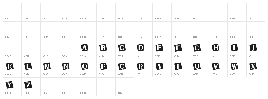 Ukiah Caps Character Map