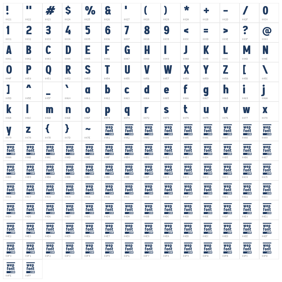 Ulamep Sans Character Map