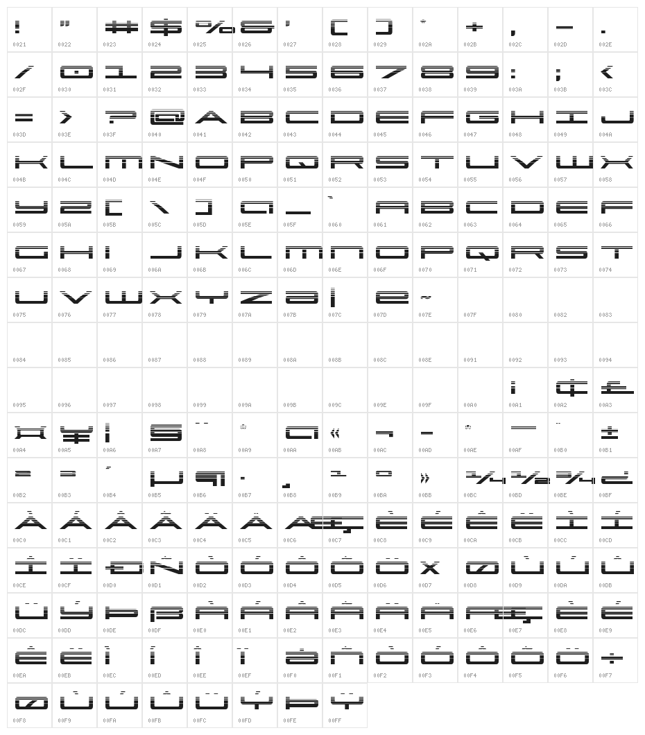 Ultra 911 Halftone Character Map