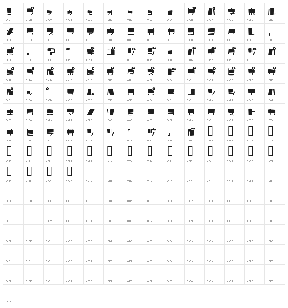 UltraComickatakana Character Map