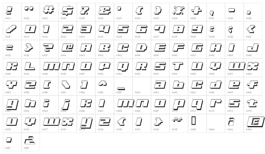 UltraSevenItalicWAl Character Map