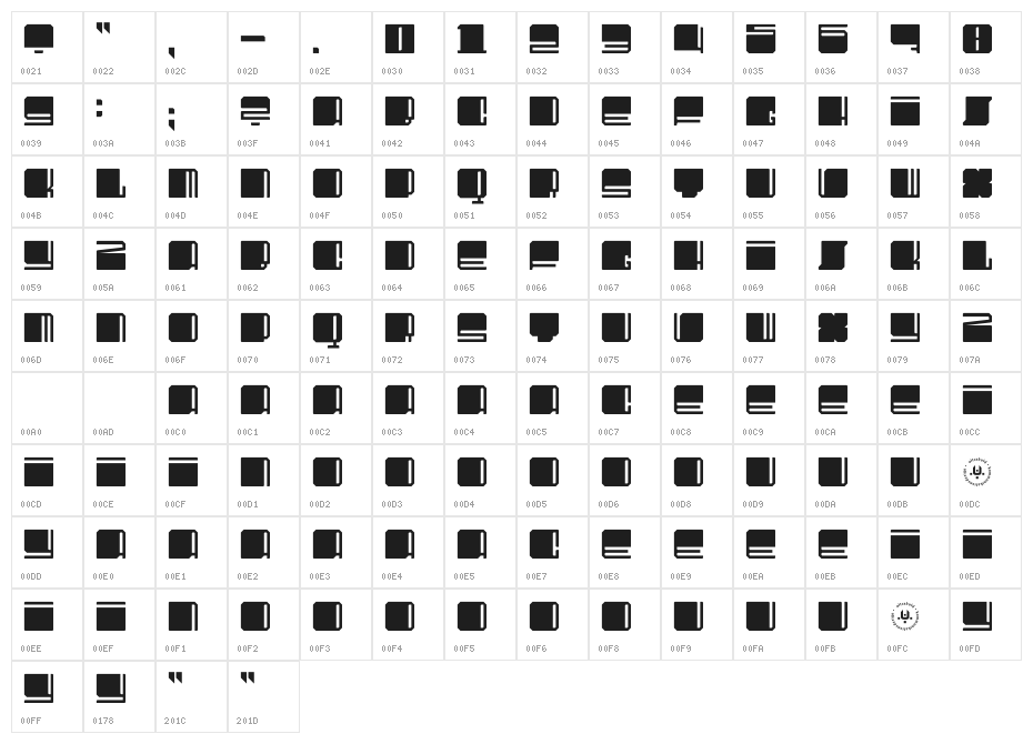 UltraSquared Solid Character Map