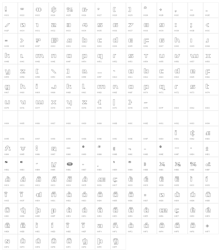 Ultramarines Outline Character Map