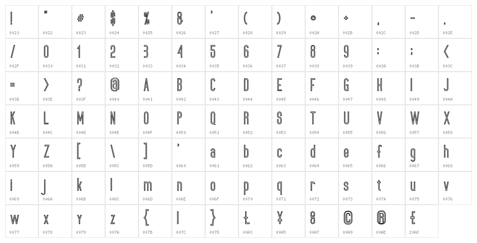 ultimatumboldline Character Map