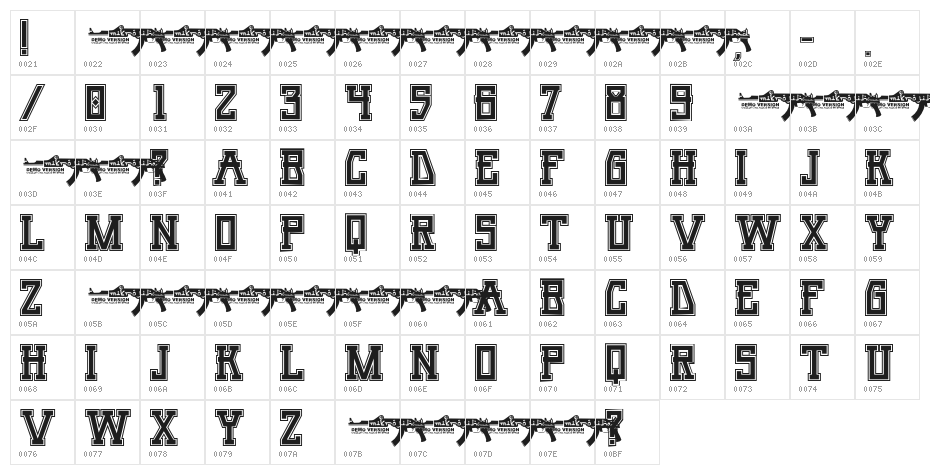 Umar Slab College Character Map