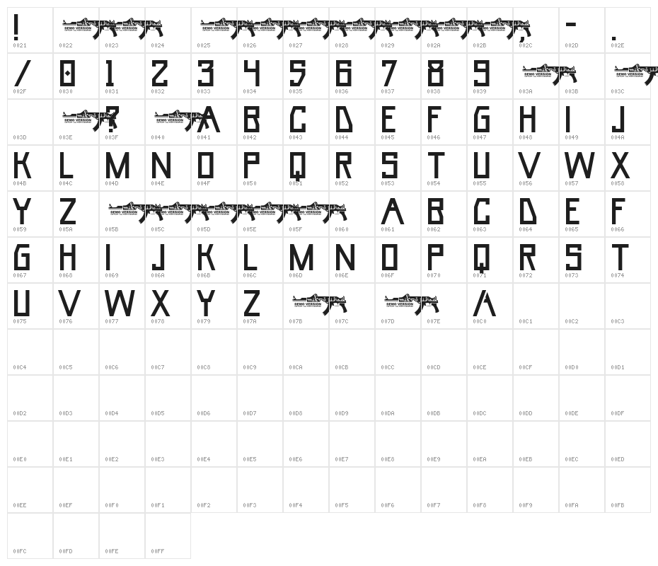 UmarBase Character Map