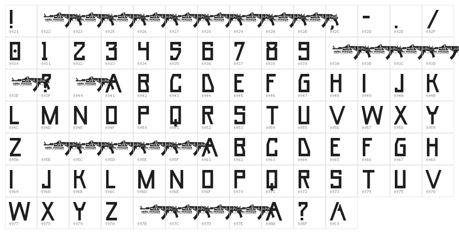 UmarBase Character Map
