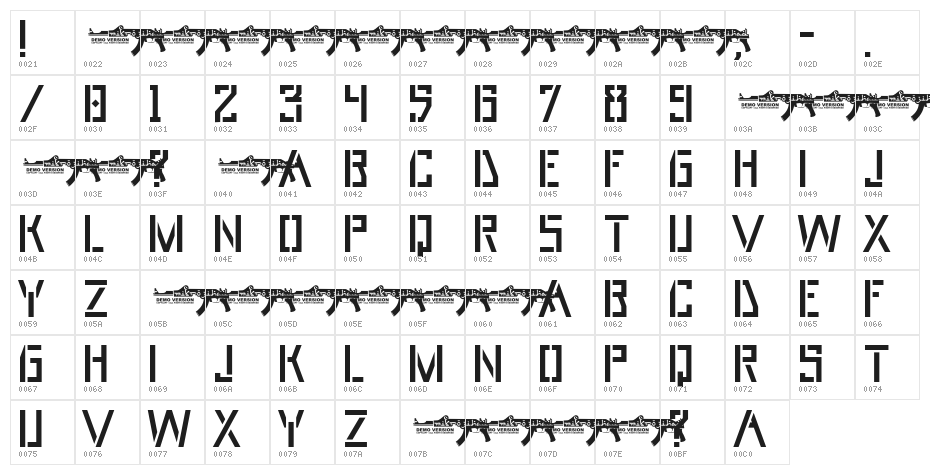 UmarStencils Character Map