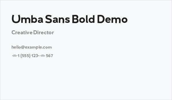 Umba Sans Bold Demo Business Card